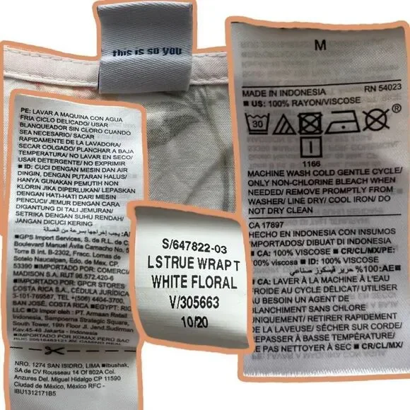 Old Navy Women’s True Wrap Long Sleeve Floral Top White Size Medium - Picture 6 of 6